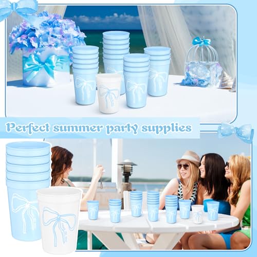 Image of Yungyan 24 Pack Bachelorette Party Plastic Cups Bulk 16oz, Bow
