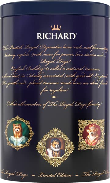 Miniatura 3 de Richard Royal Tea The Royal Dogs, 20 pirámides (0.06 oz cada una) Té negro de Ceilán, lata 1.20 oz (Yorkshire) Caja de regalo Rico Aroma Sabor