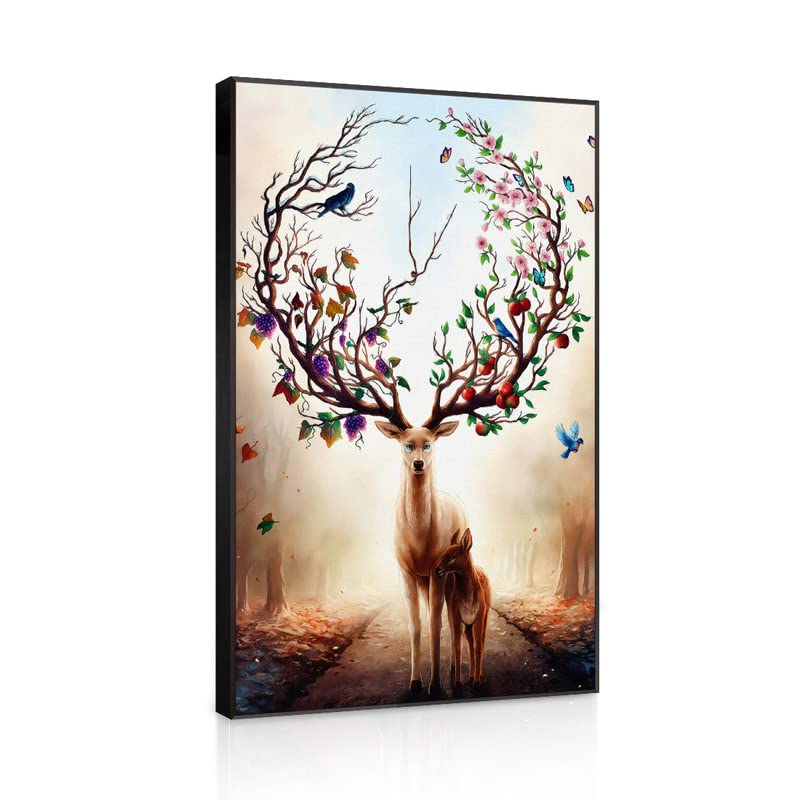 Amazon.co.jp: 鹿 アートパネル 1枚セット 飾り絵 水彩 鹿の角