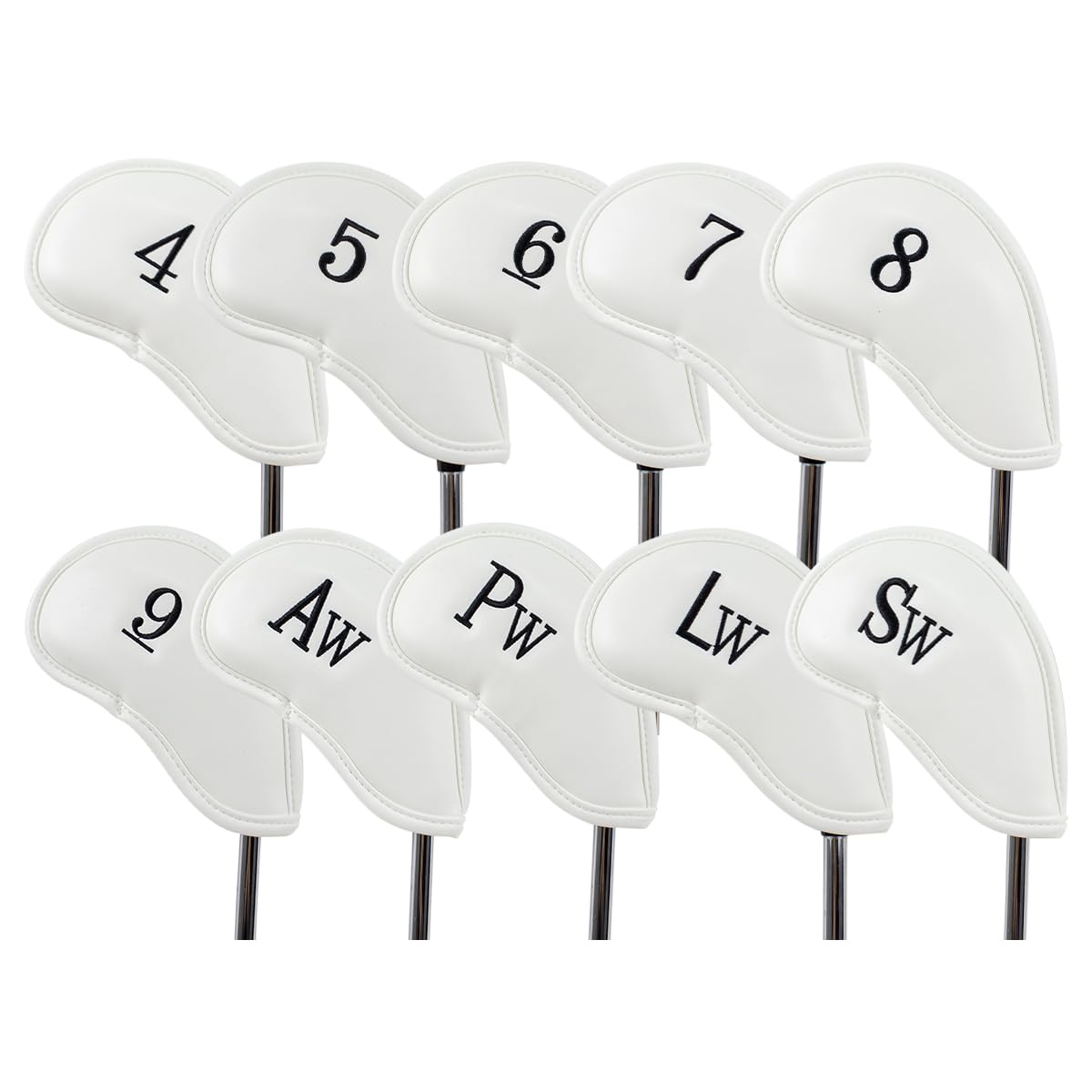 Scott Edward 12pcs Thick Synthetic PU Leather Golf Iron Head Covers Set Headcovers Protective Cover with Embroidered Number Tags Fit Most Brands
