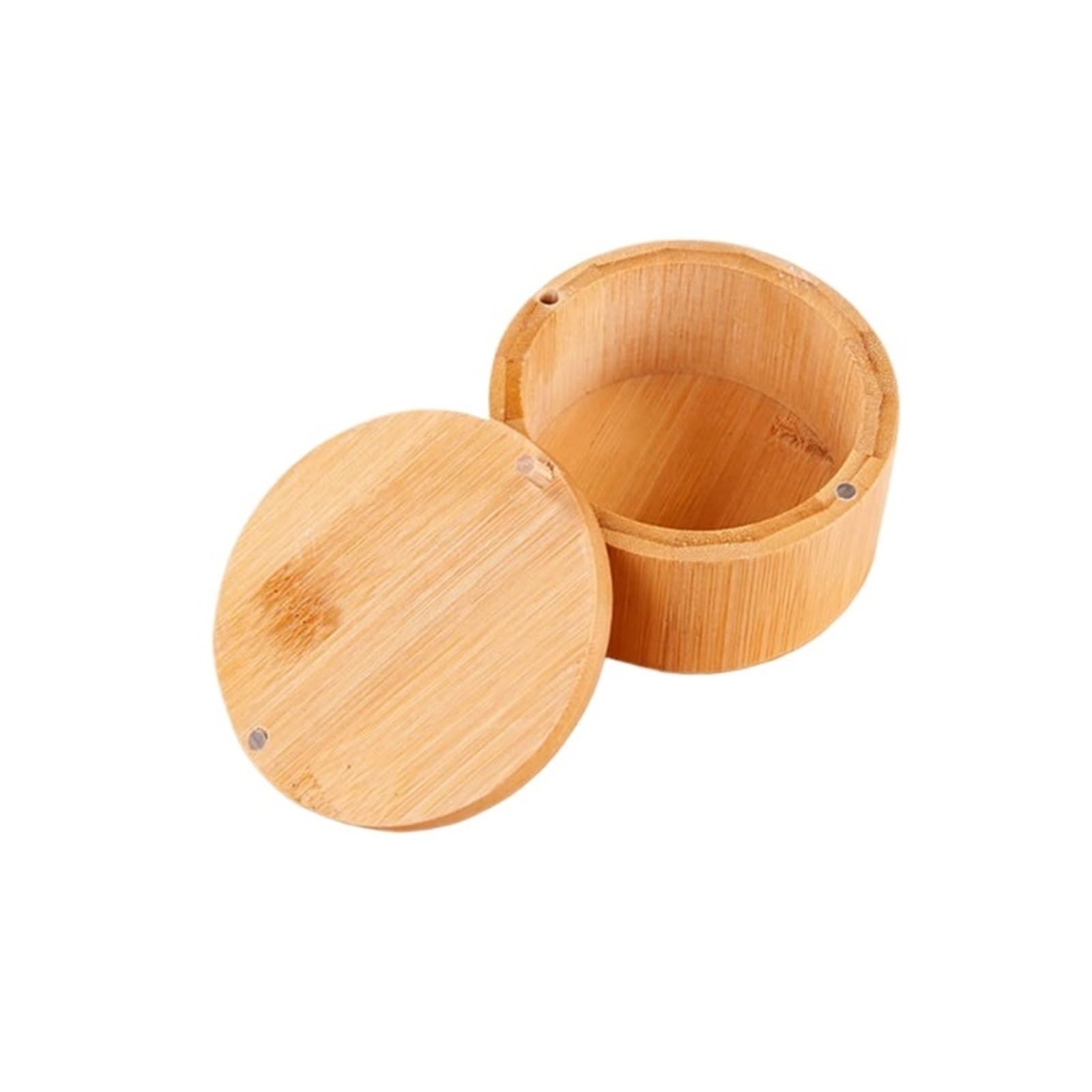 Generisch Bambus-Salzkeller mit magnetischem Drehdeckel, kleines Gewürz for Aufbewahren von Pfeffer, Zucker, Kräutern(Small)