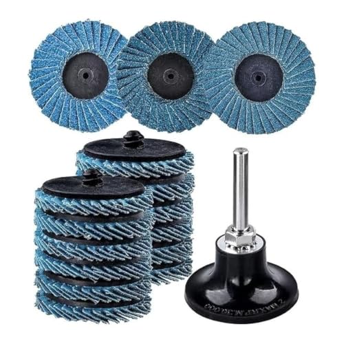 Discos de solapa Roll Lock de 2 pulgadas, 16 Uds., ruedas de amoladora abrasiva de grano 40 60 80 con vástago de 1/4 pulgadas, soporte de almohadilla de disco de lijado for madera y Metal