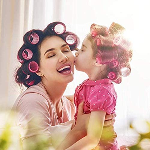 Self Grip Hair Rollers Set, Self Holding Rollers and Multicolor Plastic Duck Teeth Bows Hair Clips Hairdressing Curlers for Women, Men and Kids (24 Pieces, 44 mm)