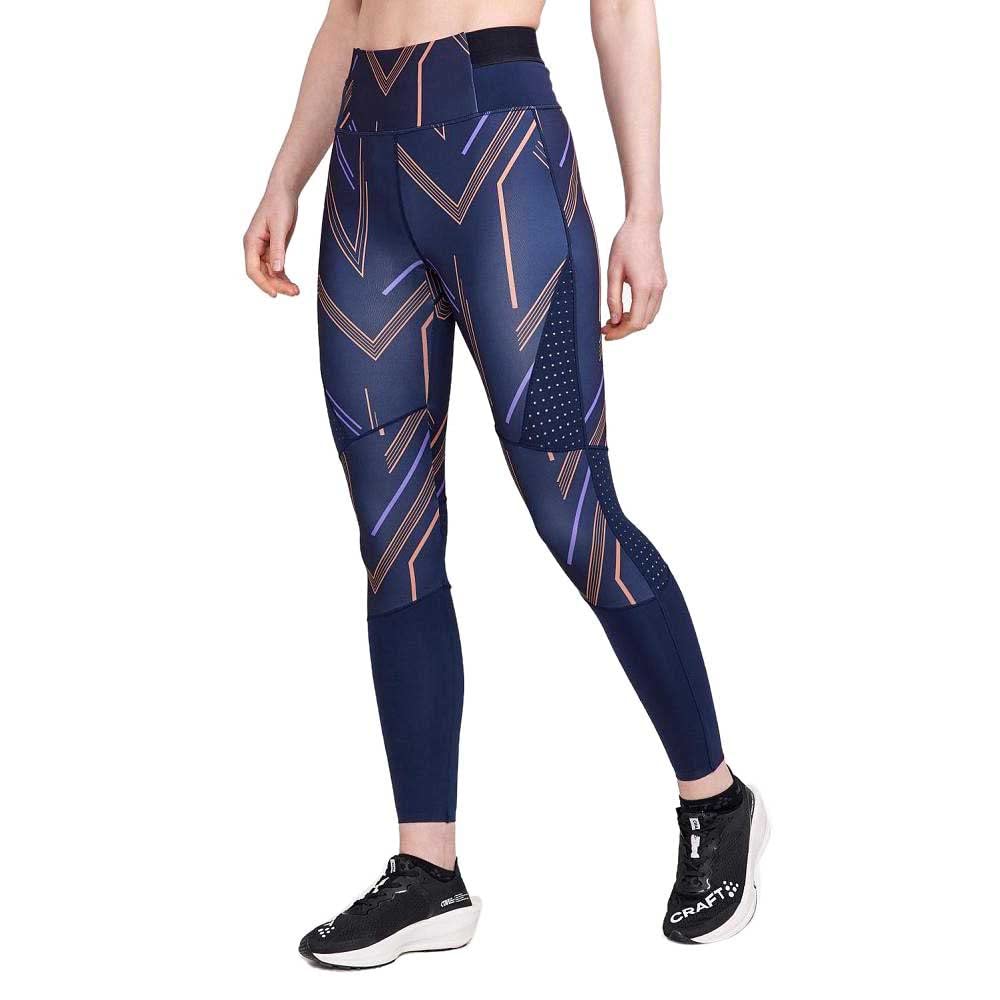 Craft Sportswear Pro Charge Blocked, legginsy treningowe z wysokim stanem, idealne do biegania, jogi, siłowni, Blaze-Cliff, XS