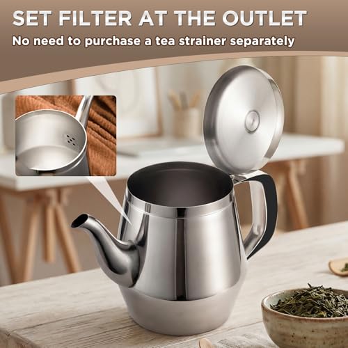 Yungyan 2 Pack Gooseneck Teapot 32 oz Stainless Steel Gooseneck Tea Pot Silver Coffee Kettle for Water Tea Coffee Home Restaurant Camping Party Supplies