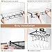 AUHOKY 2Pcs Adjustable Under Cabinet Stemware Metal Glass Holder, Hanging Wine Glass Storage Hanger Organizer for Shelf Kitchen Bar Decor(4 Rows, Black)