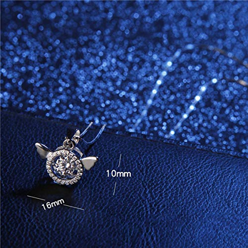 GLYP S925 Sterling zilveren slimme hart engel ketting, een kloppende hanger sleutelbeen ketting sieraden voor vriendin… - Afbeelding 4