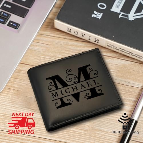 Personalized Valentine's Gift Leather Wallet For Men Custom Slim Wallet Customized Bifold Wallets For Men Engraved Genuine Leather Custom Father's Day Wallet Gift Anniversary Gift For Him Grandpa Gift4