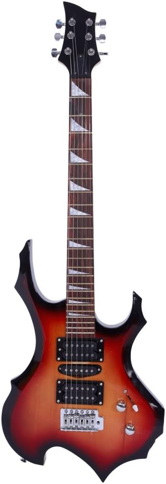 Electric Guitar,Novice Flame Shaped Electric Guitar HSH Pickup Bag,Strap Paddle Rocker Cable Wrench Tool,Affordable & Great Electric Guitars for Beginner Starter (Sunset)