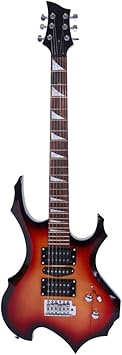 Electric Guitar,Novice Flame Shaped Electric Guitar HSH Pickup Bag,Strap Paddle Rocker Cable Wrench Tool,Affordable & Great Electric Guitars for Beginner Starter Sunset