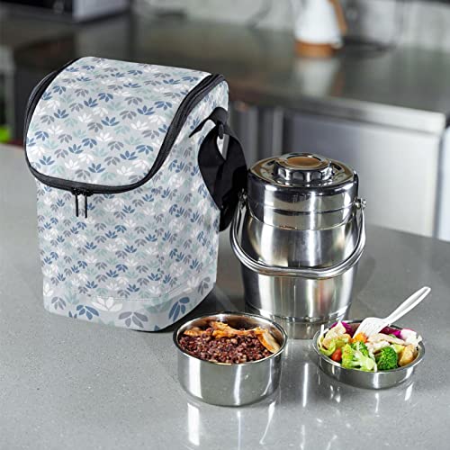 Bolsa de almuerzo pequeña reutilizable con estampado azul 7