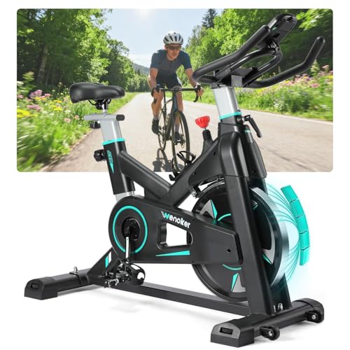 [UPGRADE] Wenoker Heimtrainer Fahrrad mit APP Magnetwiderstand Stationäres Fahrrad für Zuhause, Indoor Bike mit Flüsterleise, Schweres Schwungrad und Verbesserter LCD-Monitor, Bis 160KG