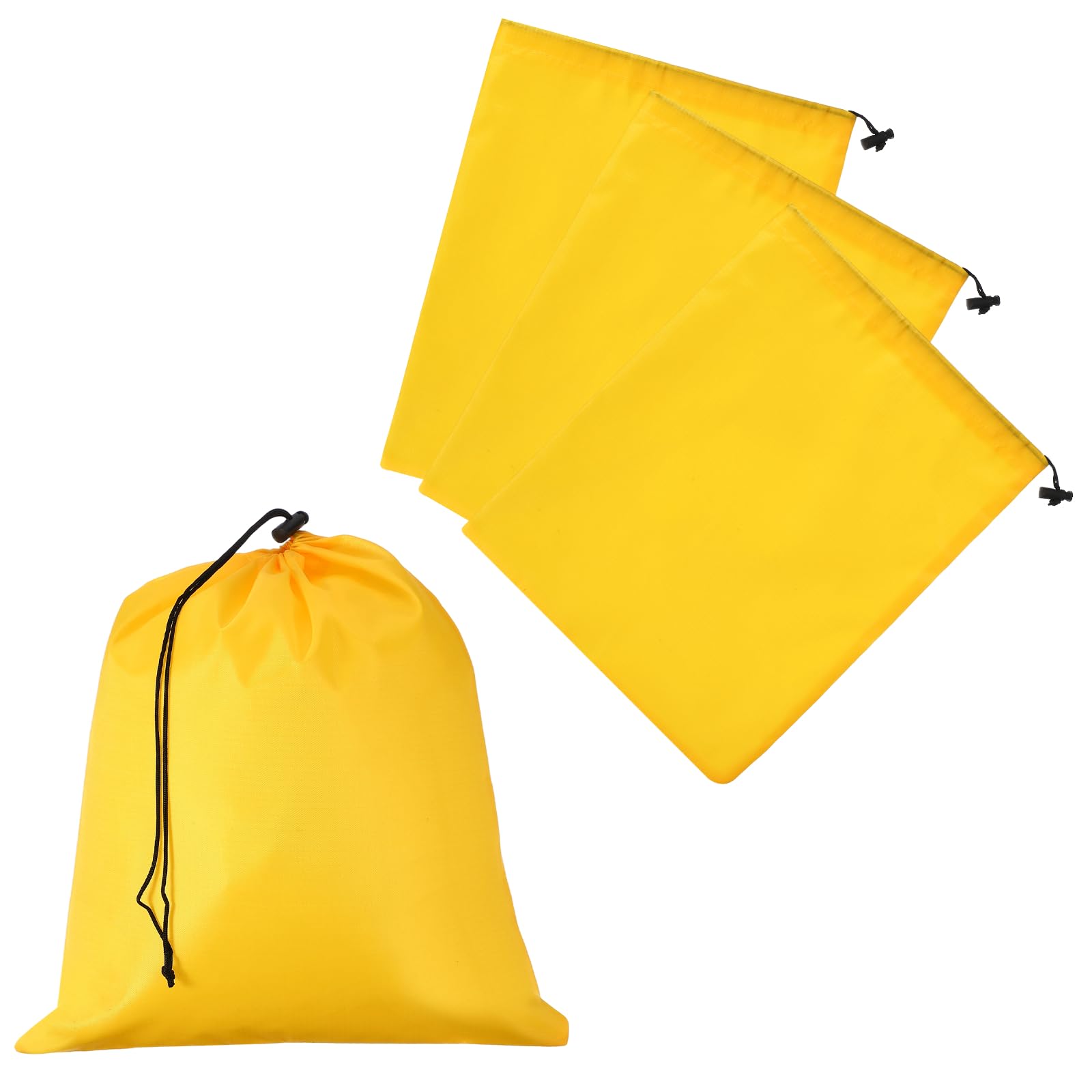 YELARXI Drawstring Bag with Toggle, Stuff Sack String Waterproof Travel Storage Bags Cinch Stuff Pouch -Fitting for (Gym/Traveling/Hiking/Yoga/Office/Shoes) 40 x 35cm & 4Pack & Yellow