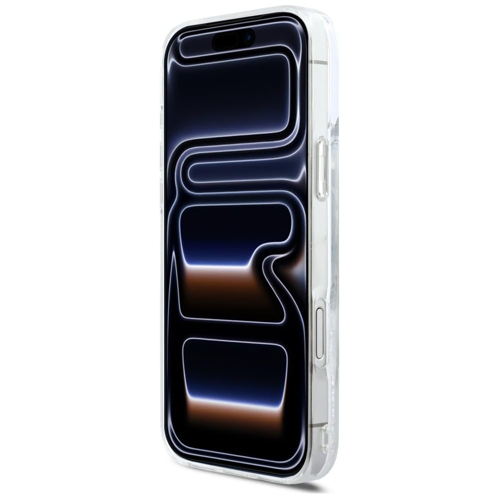 CG MOBILE Karl Lagerfeld - Custodia per iPhone 17 Pro Max con brillantini liquidi Karl Script Log compatibile con MagSafe (trasparente)