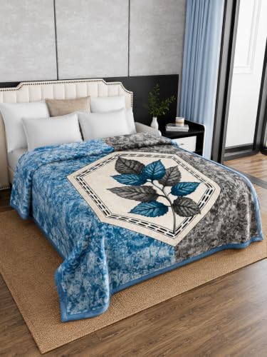 Image of Signature All Season Double Bed Blanket | Super Soft Plush, Lightweight & Cozy | 220 x 240 cm | 2.5 kg | Multi-Color Vibrant Print | Ideal for Winter, AC Use & Gifting (Blue Grey)