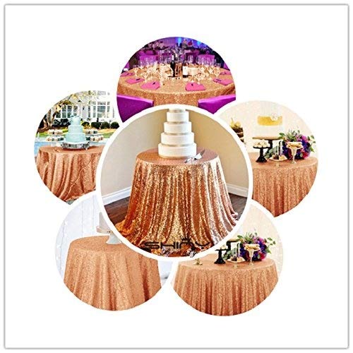Shinybeauty 228,6 cm Round Sequin Tablecloth