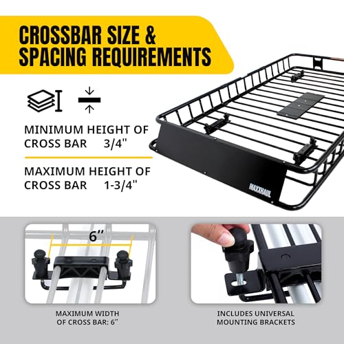 MaxxHaul 50506 robuster Universal-Dachträger aus Stahl, 162,6 x 99,1 x 15,2 cm, Schwarz