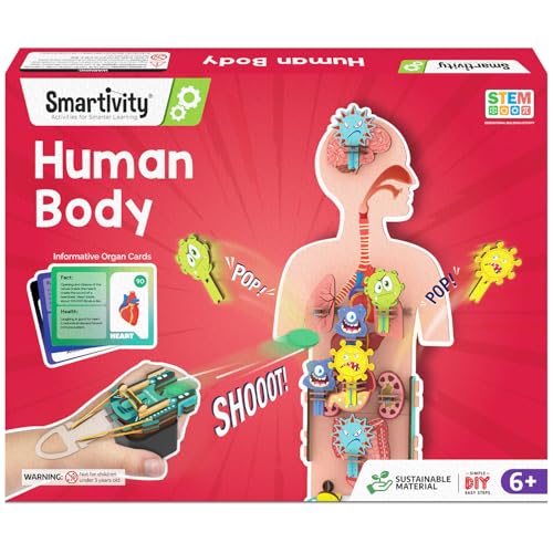 Smartivity Human Body Model for Kids 6 to 12 Years | Learn Body Organs, Functions with Fun Card Games | Christmas, Birthday Gift for Boys & Girls | DIY STEM Science Toys for Kids 6, 8, 10, 12 Years