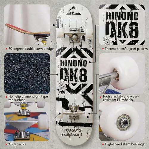 Image of Casual Graffiti Professional Double Kick Skateboard, 31 inch Maple Deck, ABEC-11 Bearings, 95A PU Wheels