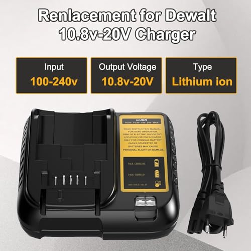 Chargeur DCB107 compatible batterie Dewalt 20V Max lithium