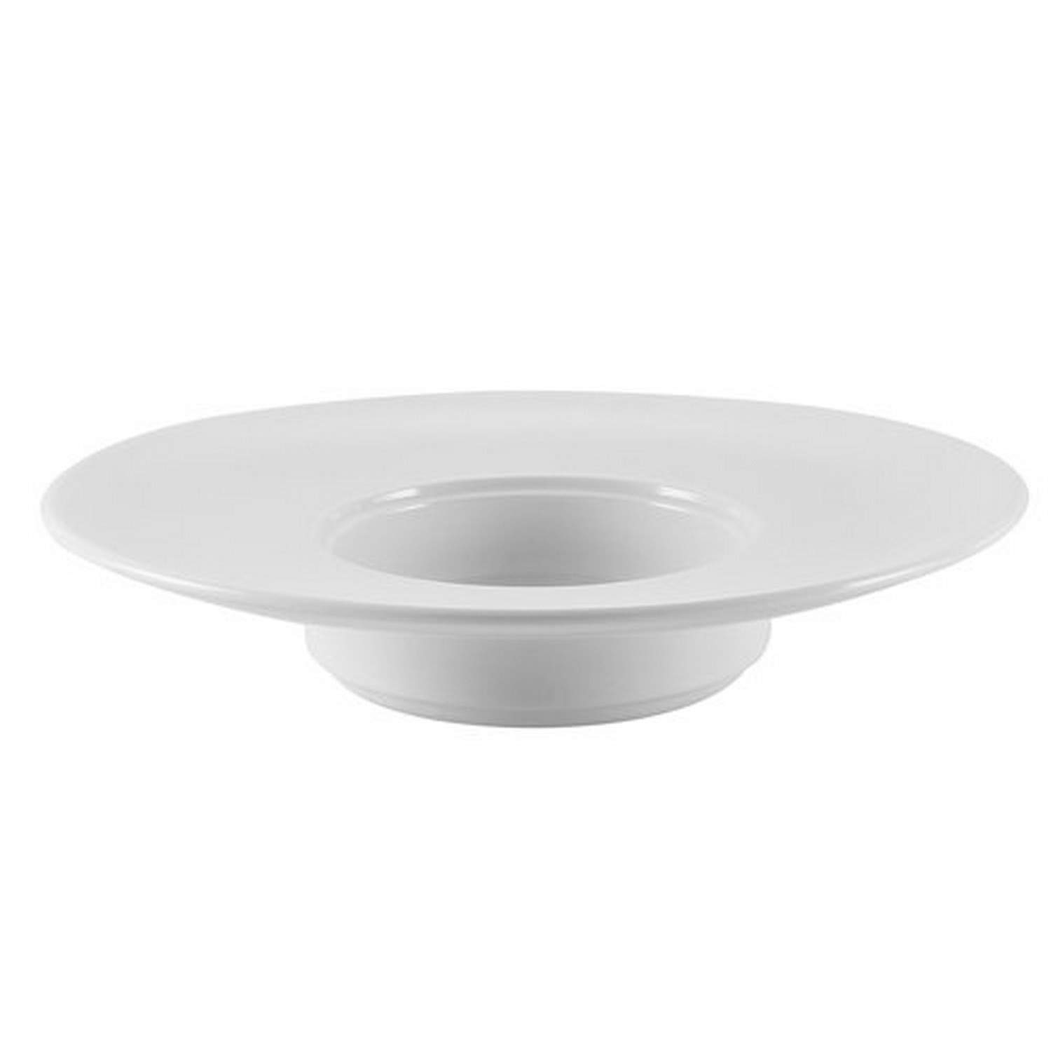 CAC ChinaRCN-309 Clinton 5 oz Porcelain Round Wide Rim Pasta Bowl, 9" Diameter by 1-3/4", Super White (Box of 24)