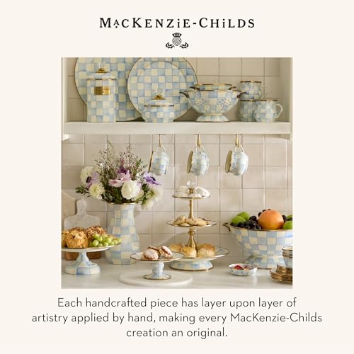 Image of MACKENZIE-CHILDS Enamel Utensil Holder, Light-Blue-and-White Sky Check