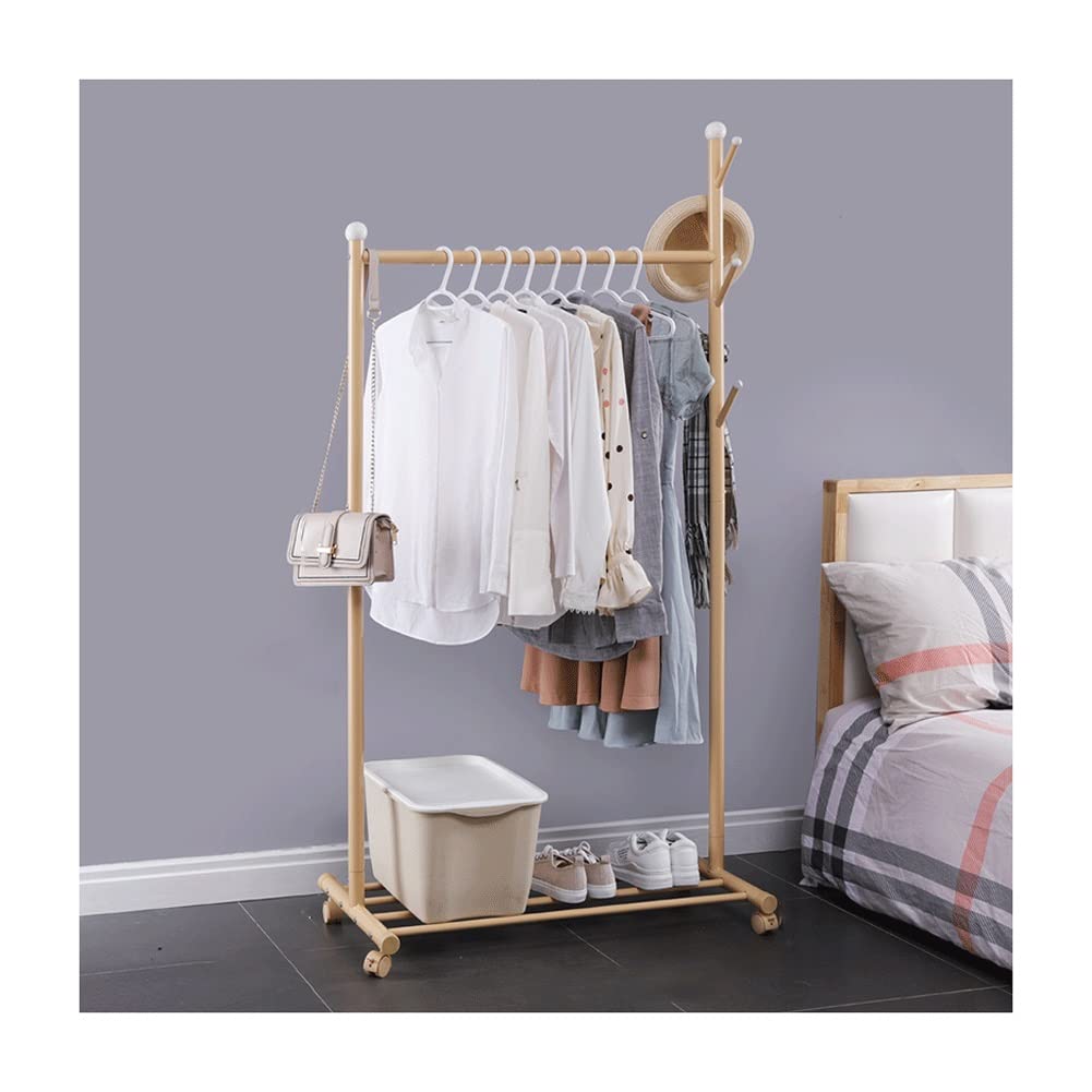Aycdl Gold Small Rolling Clothes Rack With Shelves Sturdy Metal Garment Nizer For Bedroom Storage Green 68X43x170cm - Versatile Clothing Hanger With Wheels,-68X43x170cm