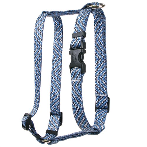 Image of Yellow Dog Design Blue Tweed Roman Style H Dog Harness, Large