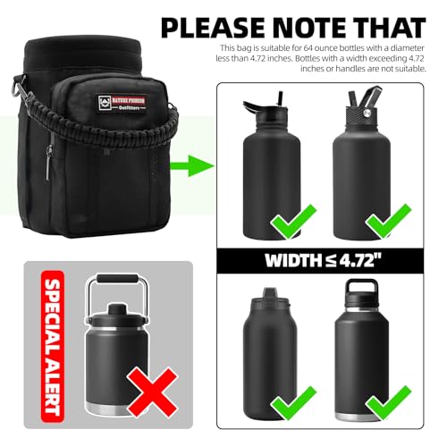 Image of NATURE PIONEOR Neoprene Insulated Water Bottle Holder with Shoulder Strap for Half Gallon 64OZ / One Gallon 128OZ Sports Water Jugs Bottles, Carrier /Pouch Sleeve for Outdoor Camping, Hiking, Fishing