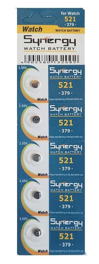 Synergy 521 (379) LR521 1.55V Alkaline Batteries for Wrist Watches (Pack of 5 Batteries)-image-29