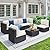YITAHOME 7 Pieces Patio Furniture Set, Outdoor Sectional Sofa PE Rattan Wicker Conversation Set Outside Couch with Table and Cushions for Porch Lawn Garden Backyard(Beige+Black)
