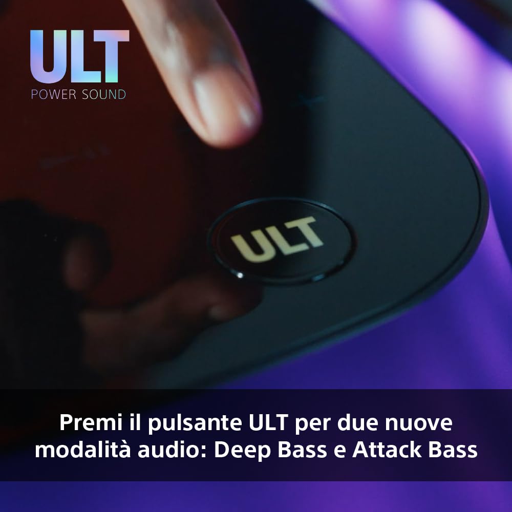 Sony ULT TOWER 10 - Altoparlante Bluetooth per feste con ULT POWER SOUND, bassi profondi, altoparlanti X-Balanced, luci a LED a 360 gradi, microfono wireless, portatile, con maniglia e ruote - Black
