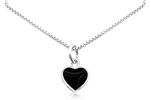 Sterling Silver Black Onyx Heart Necklace