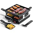 Muchen Raclette Grill,Grill mit Antihaftbeschichtung und 4 Mini Raclette Grill Pfännchen,Raclette für 4 Personen,750W Schwarz,Grillparty für Familienfeiern,Elektrischer Raclette grill