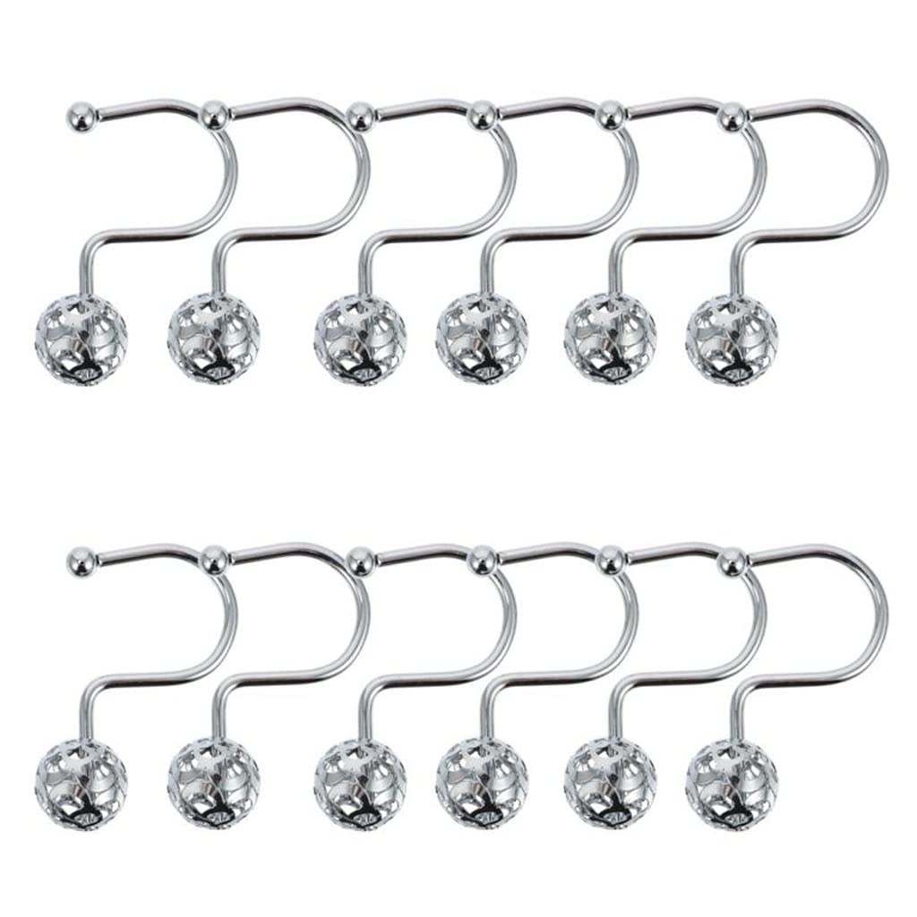 Crochets de rideau de douche robustes en fer argenté avec finition placage durable