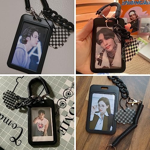 JUMISEE Clear Acrylic Kpop Photocard Holder Black Credit ID Card Protective Case Photo Display Holder Bag Pendant Keychain3