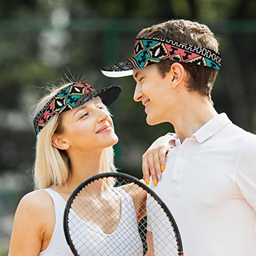 Native American Patterns Sports Sun Visor Hats Empty Top Baseball Cap Outdoor Adjustable Sun Visor Caps For Women And Men Black #TOP6