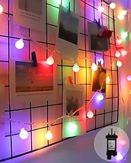 Globe String Lights Plug in, 17M/56Ft 120LEDs Fairy Lights Mains Powered 8 Modes Waterproof Outdoor/Indoor Garden String Lights for Garden Patio Gazebo Party Wedding Bedroom Decor (Colourful)