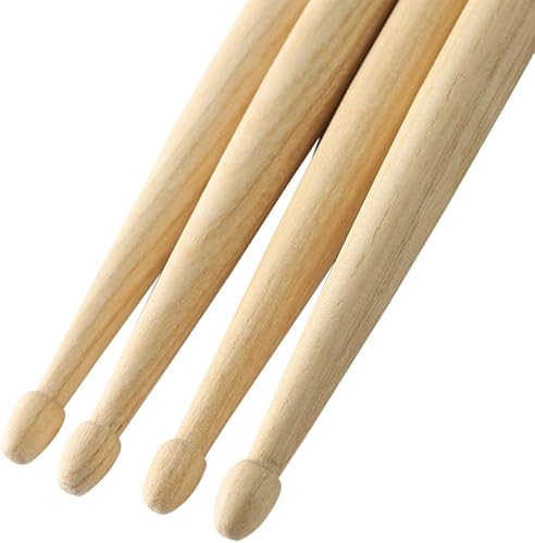 Miniatura 8 de Baquetas 5A 2 pares con asas antideslizantes para tambor ligero de madera duradera, 2 pares de baquetas para niños y adultos, instrumentos