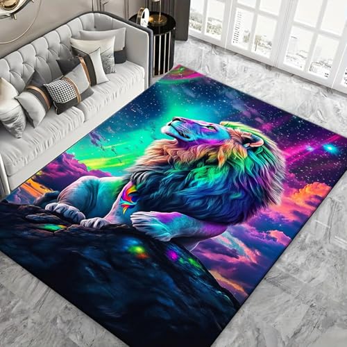 Tapis de salon 3D anti-fatigue et facile à nettoyer tapis lion antidérapant pour entrée - 6