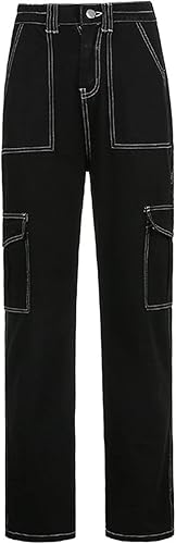 Miniatura 5 de YUTANRAL Womens Cargo Pants with Pockets Plus Size High Waisted Wide Leg Pants Lounge Baggy SweatpantsJeans Streetwear