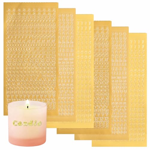 RAVNIX 6 Feuilles Autocollants Lettres Chiffres DIY, Or, Alphabet Anglais Adhésifs pour Scrapbooking, Déco Créative, Mariage & Cadeaux Personnalisés