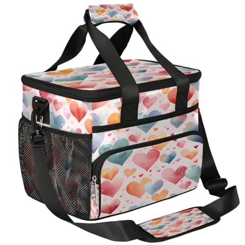 Insulated Picnic Backpack Lunch Box for Women Men Picnic Basket Tote Lunch Bag Picnic Bag Portable Lunch Bags for Picnic, Beach, Work, Trip,Office, Camp Colorful Love Heart