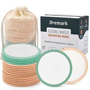 Reusable Makeup Remover Pads – (16 Packs) Organic Bamboo Reusable Cotton Rounds, Washable Eco-Friendly Cotton Pads for All Skin Types with Laundry Bag