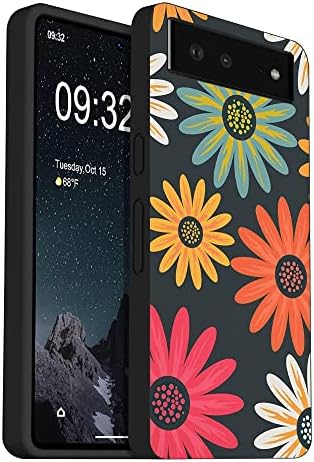 Compatible with Google Pixel 7 Case, Daisy Flowers Cute Hippie Colorful Abstract Peace Sign Phone Case Gift TPU Shockproof Protective Case