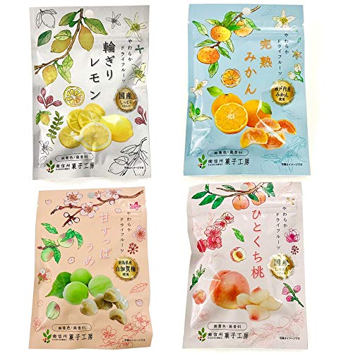 南信州菓子工房 国産ドライフルーツ 4種（輪切りレモン・完熟みかん・甘すっぱうめ・ひとくち桃）お試しセット 4袋