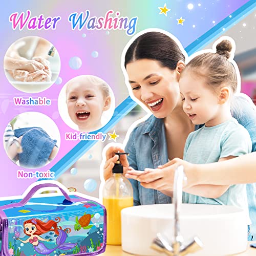 Image of weirtoya 56 PCS Washable Scented Markers with Glitter Pencil Case, Mermaid Unicorn Arts and Crafts for kids 4-6-8 Kids Coloring Drawing Kits for 4-8 Years Old Girls (Mermaid, 56)