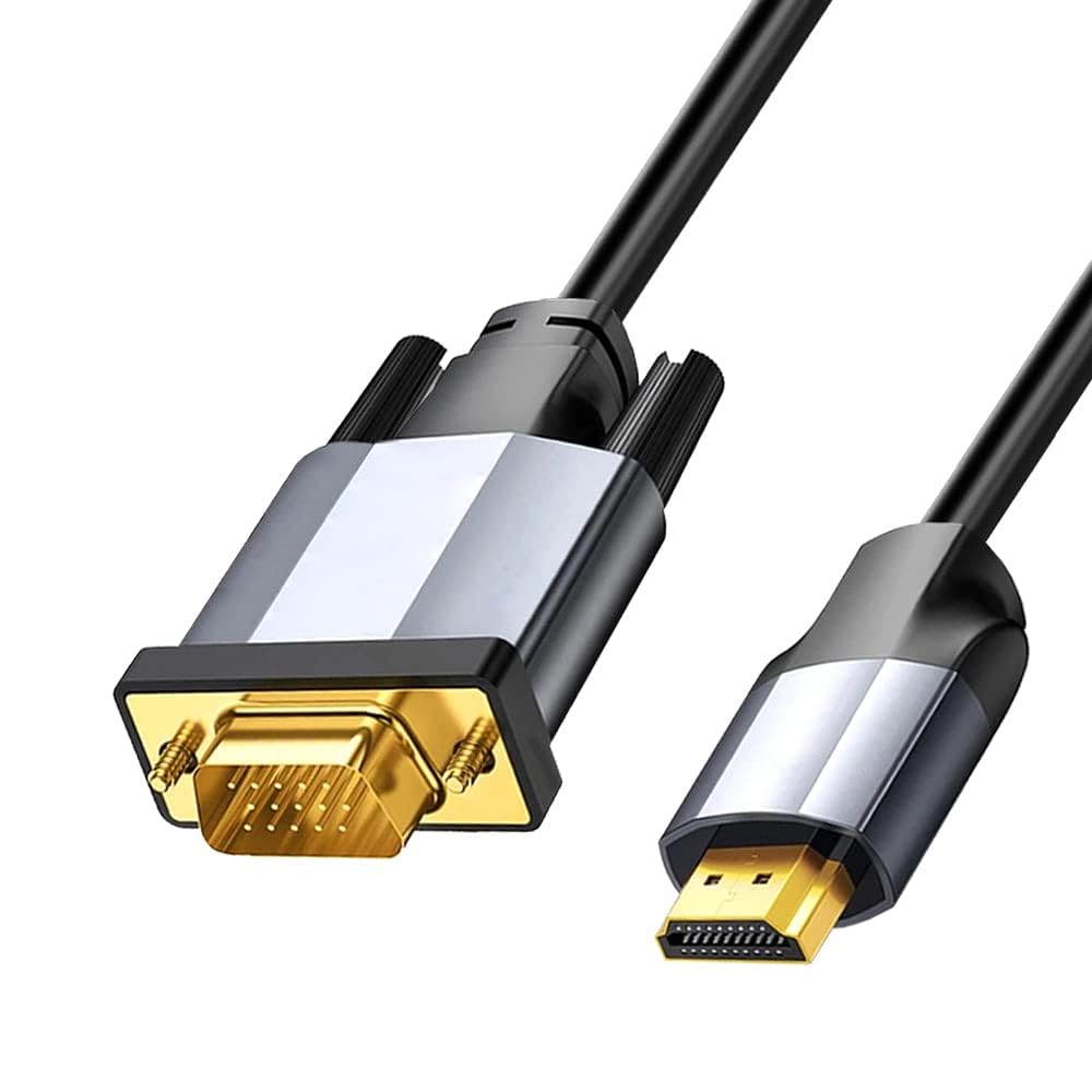 HDMI to VGA Adapter Cable, 1.8M/5.9ft Gold Plated 1080P Digital HDMI to VGA, Video Adapter Converter Cable, Uni-Directional HDMI (Source) to VGA (Display) Cable, for Desktop, Laptop, HDTV