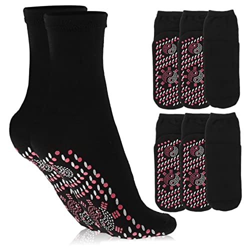 Luxshiny 4Pares Calcetines Térmicos Autocalentados para Hombres y Mujeres de Calcetines Transpirables para Fríos Senderismo Esquí y Diseño con Masaje