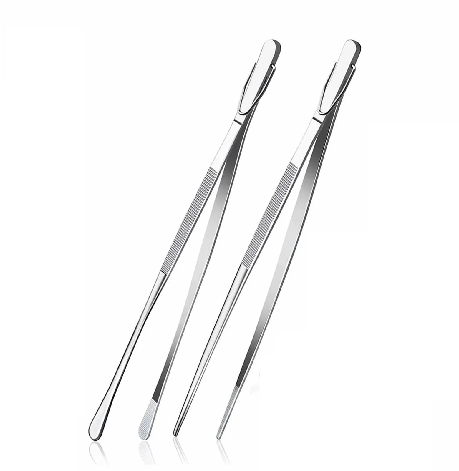 Pinzas Cocina Pinzas de cocina extralargas acero inoxidable 30 cm for cocinar mariscos y barbacoas(2PCS Tweezer 01 02)